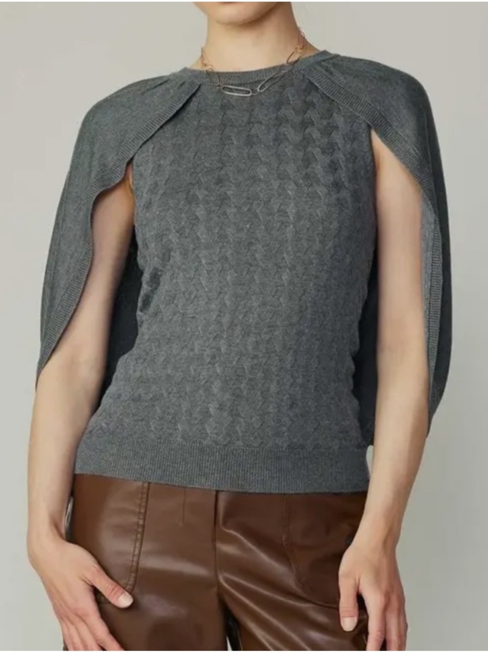 Current Air Gray Knit Cape Sweater Top - 
 Anthropologie Style Small